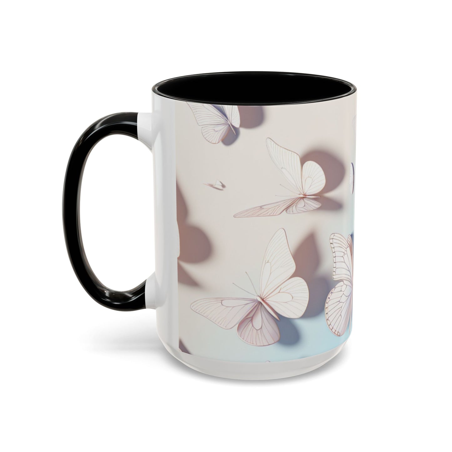 Elegant Butterfly Accent Coffee Mug, Floral Gift, Home Decor, Butterfly Design, Perfect for Birthdays, Nature Lovers