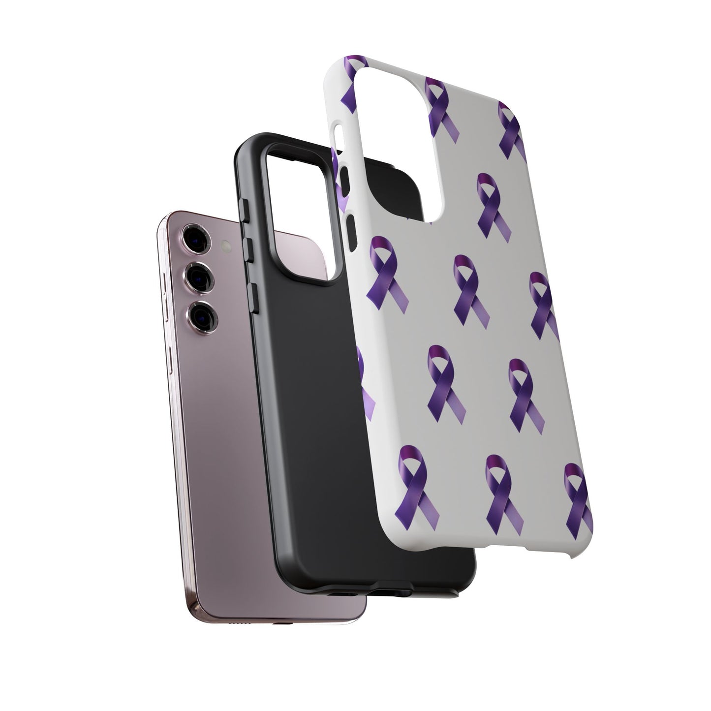 Purple Ribbon Phone Case, Tough Cases for Cancer Awareness, Gift for Loved Ones, Supportive Phone Cover, Awareness Merchandise