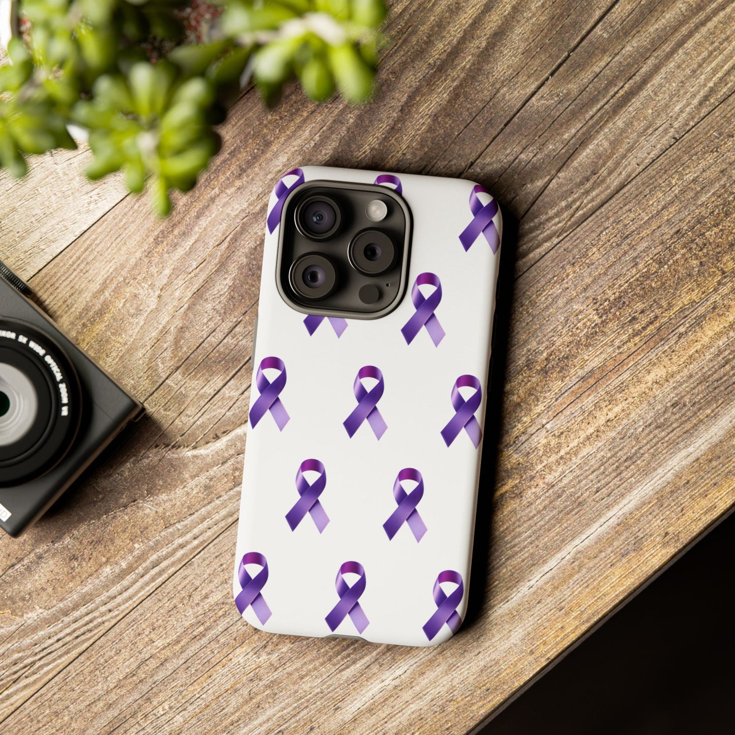 Purple Ribbon Phone Case, Tough Cases for Cancer Awareness, Gift for Loved Ones, Supportive Phone Cover, Awareness Merchandise