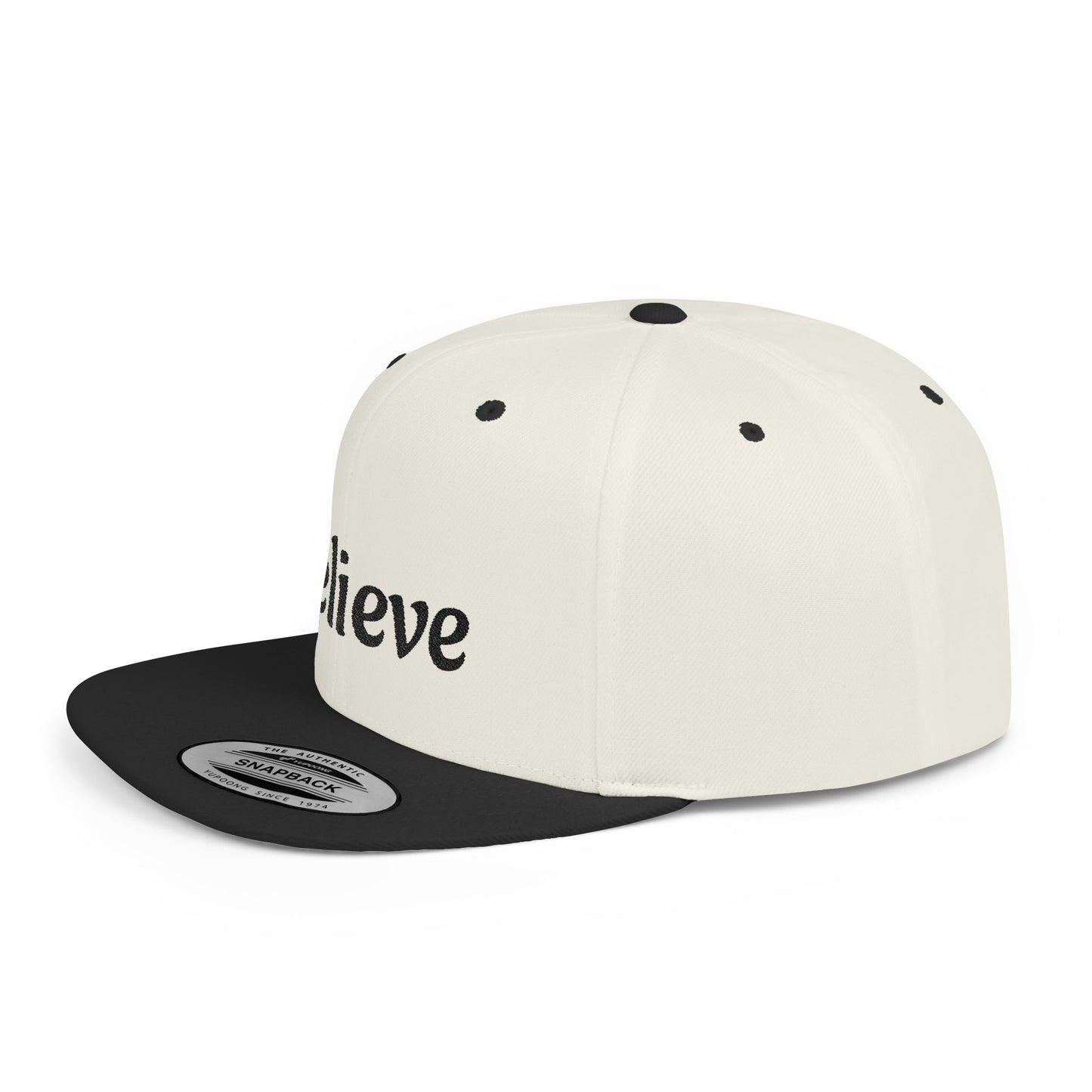 Believe Flat Bill Snapback Cap | Trendy Hip Hop Hat, Gift for Him or Her, Casual Everyday Wear, Inspiring Quote, Fashion Accessory