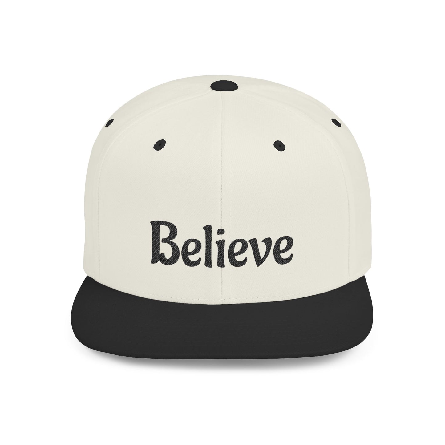 Believe Flat Bill Snapback Cap | Trendy Hip Hop Hat, Gift for Him or Her, Casual Everyday Wear, Inspiring Quote, Fashion Accessory