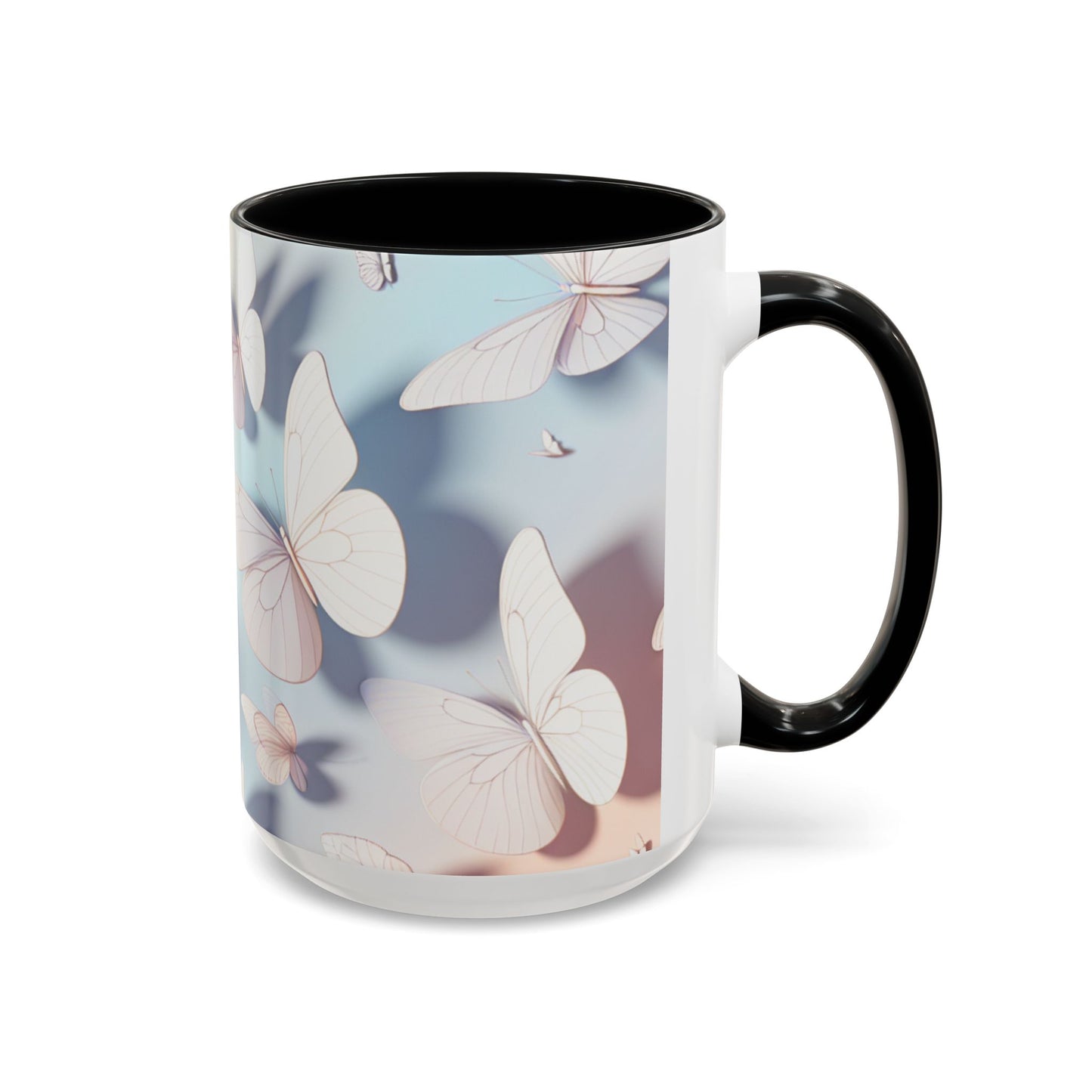 Elegant Butterfly Accent Coffee Mug, Floral Gift, Home Decor, Butterfly Design, Perfect for Birthdays, Nature Lovers
