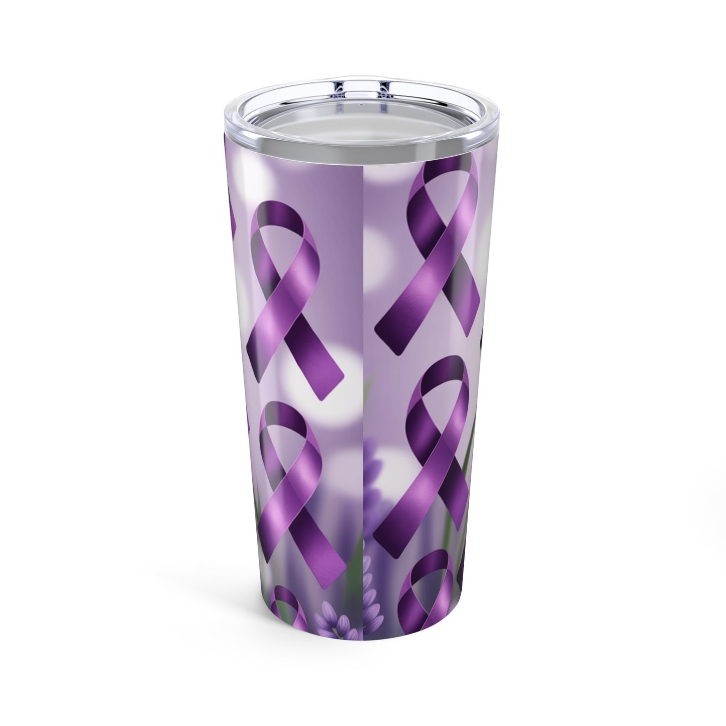 Purple Ribbon 20oz Tumbler | Cancer Awareness, Gift for Hope, Inspirational Travel Mug, Sympathy Gift, Supportive Drinkware