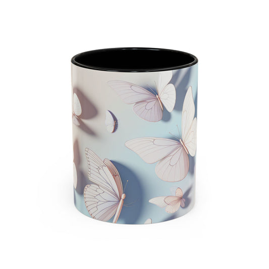Elegant Butterfly Accent Coffee Mug, Floral Gift, Home Decor, Butterfly Design, Perfect for Birthdays, Nature Lovers