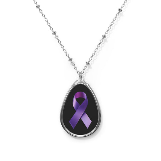 Purple Ribbon Pendant Necklace for Support, Awareness Jewelry, Gift for Cancer Fighters, Inspirational Gift, Everyday Wear