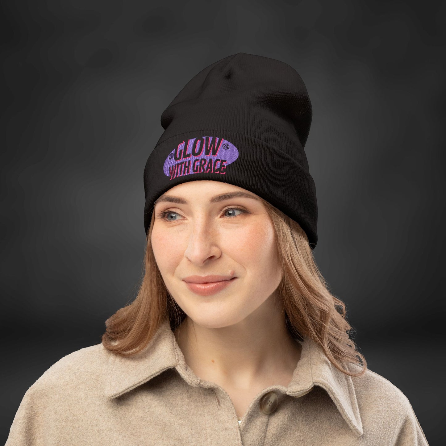 S-Line:: Glow With Grace Embroidered Beanie