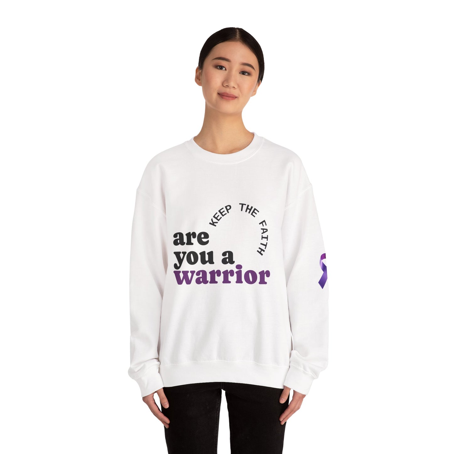 Empowering Warrior Sweatshirt, Unisex Crewneck with Inspirational Quotes, Faith & Hope Gift, Cancer Awareness Apparel, Cozy Loungewear