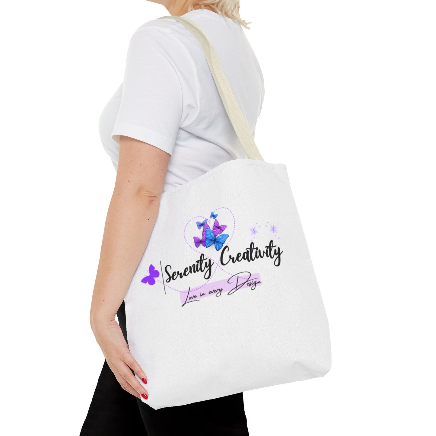 Serenity Creativity Tote Bag, AOP Art Bag, Stylish Tote, Gift for Creatives, Butterfly Design, Eco-Friendly Shopper